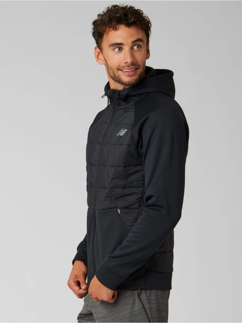 New Balance Black Quilted Hybrid Hooded Performance‎ Jacket
